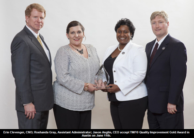 Memorial Medical Center has received the Texas Hospital Quality Improvement Gold, a quality improvement award from TMF® Health Quality Institute