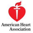 A red heart icon above American Heart Association in black text